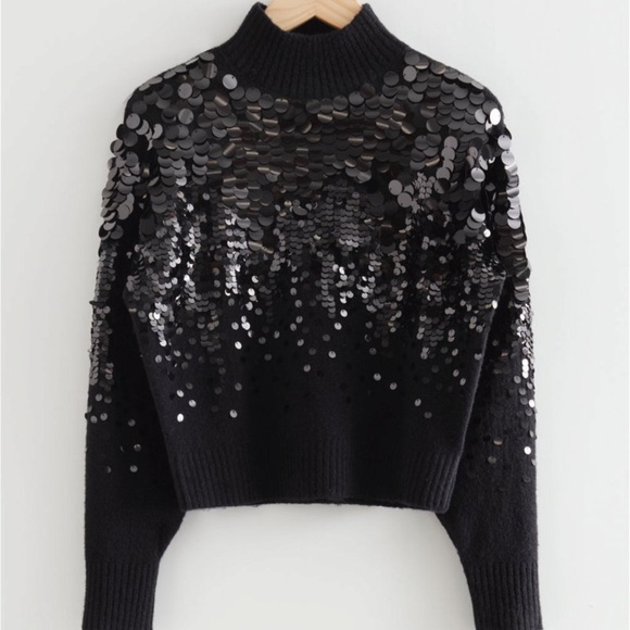& Other Stories dazzling sequin sweater in black 🤩 - Picture 3 of 8